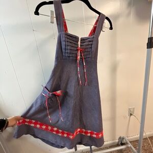 Vintage Denim A-line Dress with Details Size S